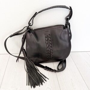All Saints Kepi Black Leather Crossbody Bag